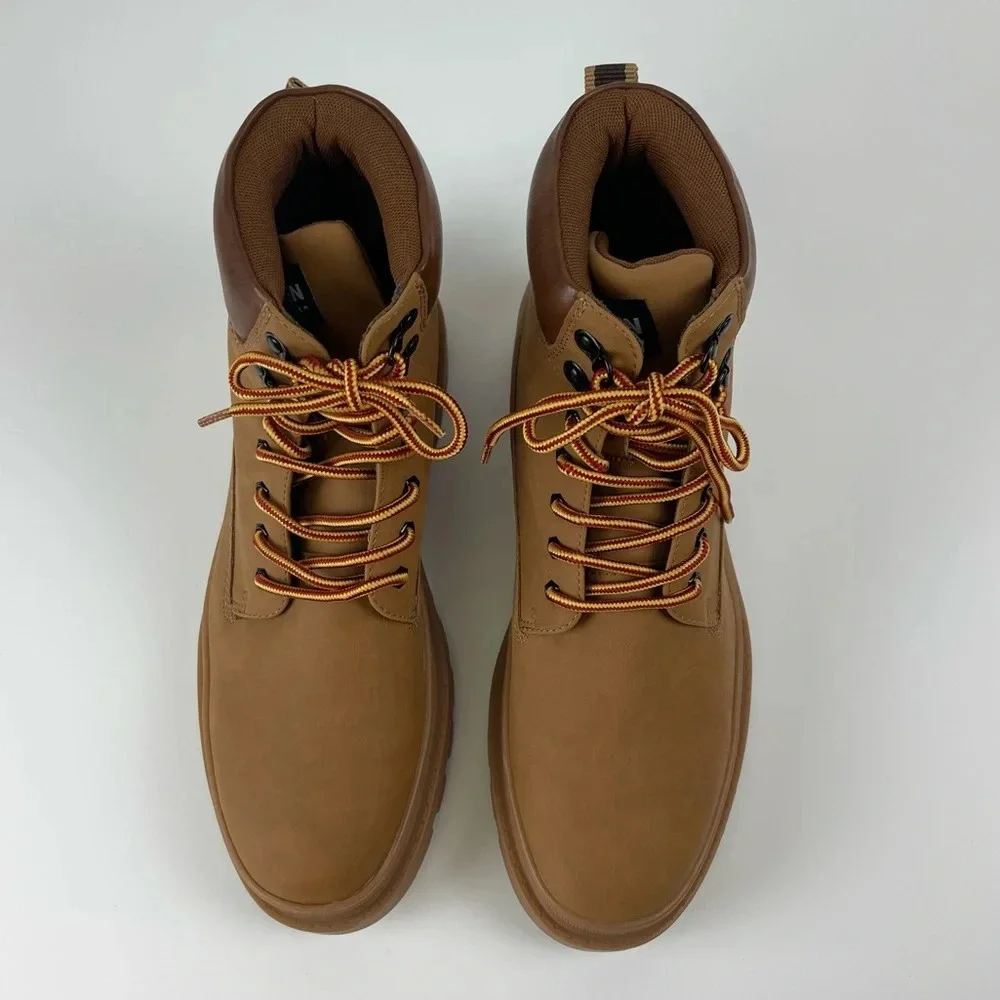 NEW Madden Steve Madden Gabber Boots Mens Size 12 Tan Lace Up Ortholite Leather
